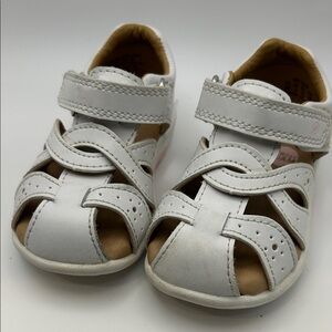 Stride Rite White Leather Closed-Toe Sandals with Velcro Straps